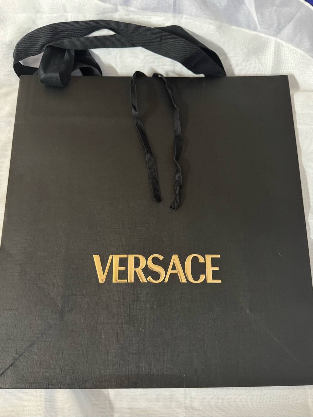 Versace 💯% Authentic Iconic Gold logo shopping Bag w/inner ties - Thicker paper.
